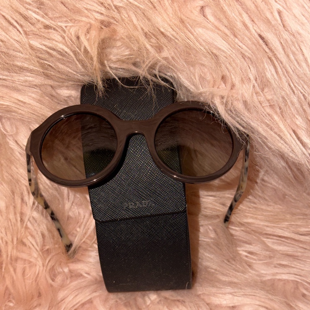 Prada Dark Brown Round Sunglasses